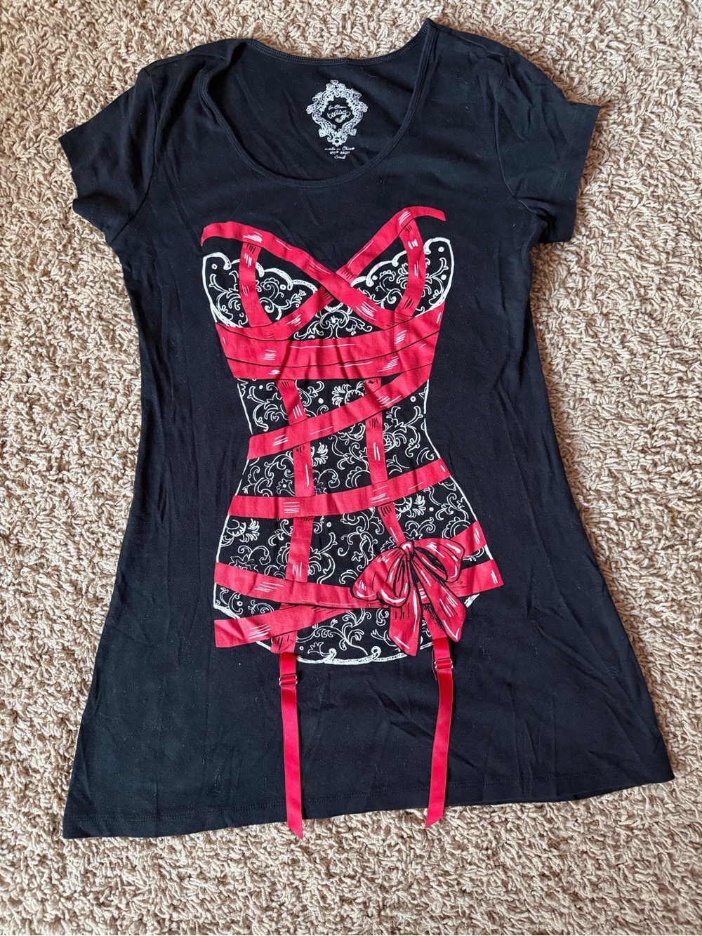 In Bloom by Tease Womens Corset Graphic T Shirt Size Small